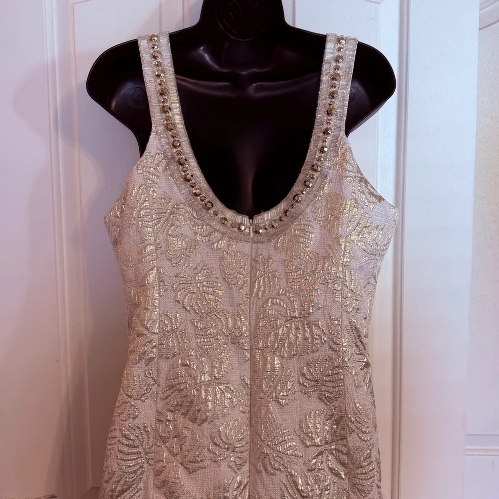 “LILLY PULITZER” Valli Resort Gold Palm Jacquard Shift Dress